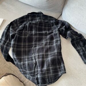 Black Plaid Men's Shirt Small perfect for a petite woman to wear over tank top